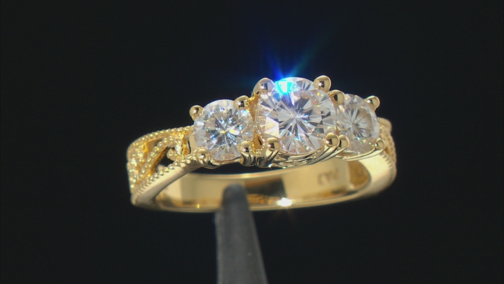 Moissanite 14k Yellow Gold Over Silver Ring 2.00ctw DEW Video Thumbnail