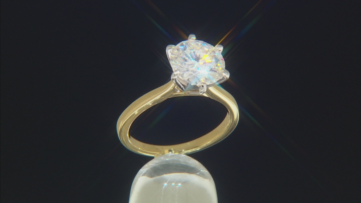 Moissanite 14k Yellow Gold Over Sterling Silver Solitaire Ring 3.10ct DEW Video Thumbnail