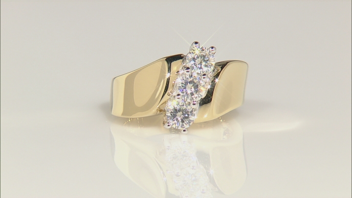 Moissanite Fire 14k Yellow Gold Over Sterling Silver 3-Stone Ring 1.00ctw DEW Video Thumbnail