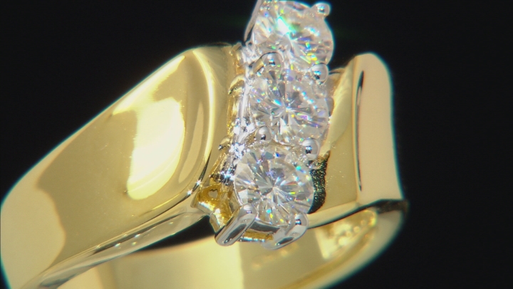 Moissanite Fire 14k Yellow Gold Over Sterling Silver 3-Stone Ring 1.00ctw DEW Video Thumbnail