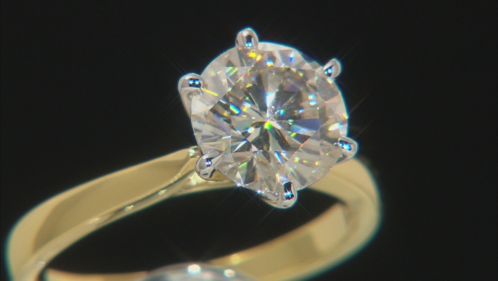 Moissanite Fire® 2.70ct Diamond Equivalent Weight Round 14k Yellow Gold Over Sterling Silver Ring Video Thumbnail