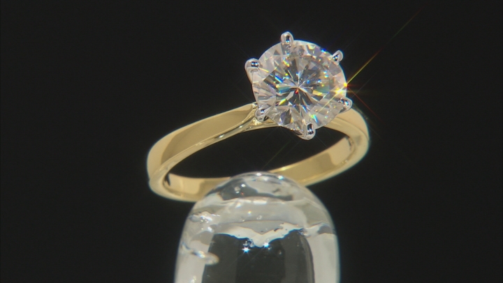 Moissanite Fire® 2.70ct Diamond Equivalent Weight Round 14k Yellow Gold Over Sterling Silver Ring Video Thumbnail