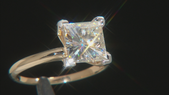Moissanite 14k Yellow Gold Solitaire Ring 3.10ctw DEW. Video Thumbnail