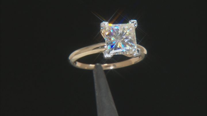 Moissanite 14k Yellow Gold Solitaire Ring 3.10ctw DEW. Video Thumbnail