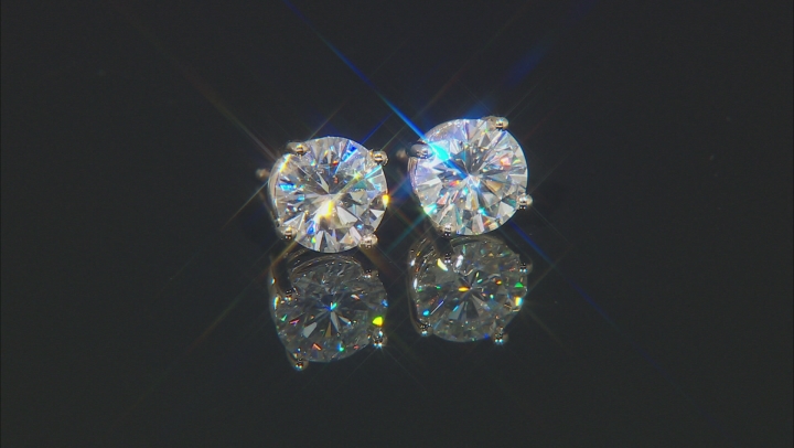 Moissanite Fire® 2.00ctw Diamond Equivalent Weight Round 14k Yellow Gold Stud Earrings Video Thumbnail