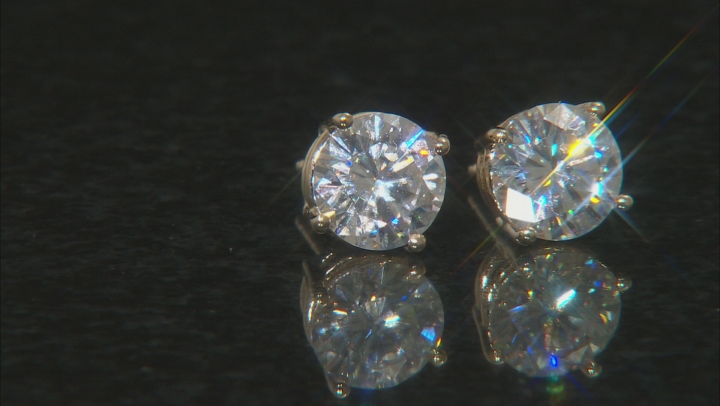 Moissanite Fire® 2.40ctw Diamond Equivalent Weight Round 14k Yellow Gold Stud Earrings Video Thumbnail