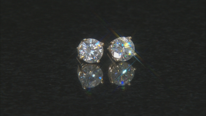 Moissanite Fire® 2.40ctw Diamond Equivalent Weight Round 14k Yellow Gold Stud Earrings Video Thumbnail