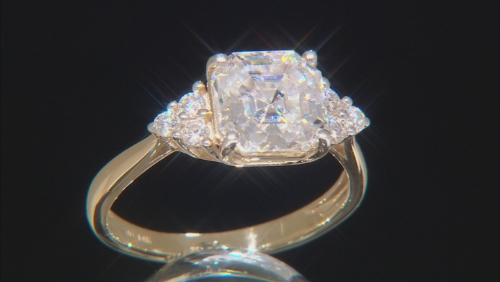 Moissanite 14k yellow gold ring 3.14ctw DEW Video Thumbnail