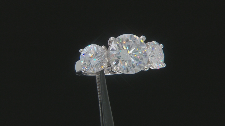 Moissanite and blue sapphire 14K white gold ring 9.17ctw DEW. Video Thumbnail