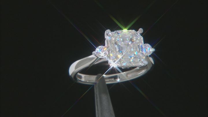 Moissanite 14K white gold ring 4.38ctw DEW. Video Thumbnail