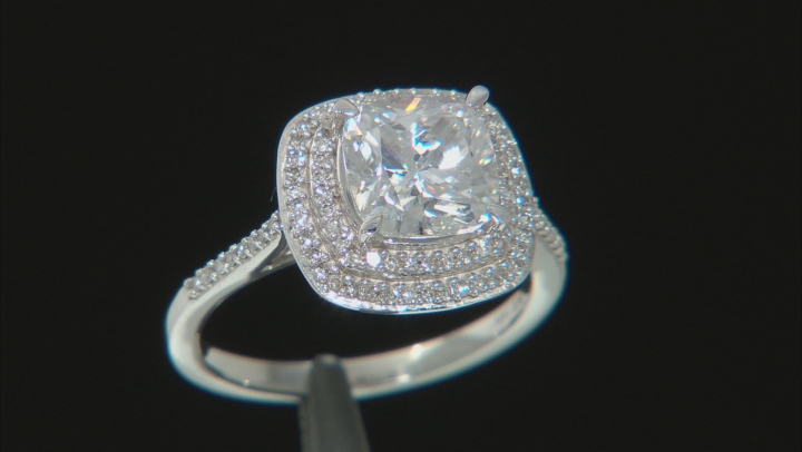 Moissanite And White Diamond 14k White Gold Ring. Video Thumbnail