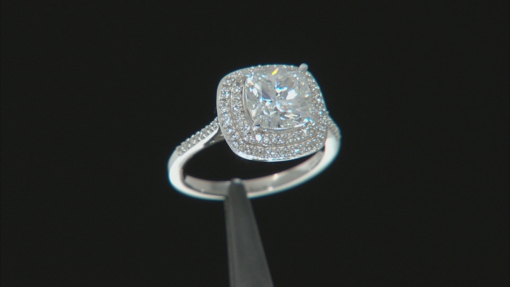 Moissanite And White Diamond 14k White Gold Ring. Video Thumbnail