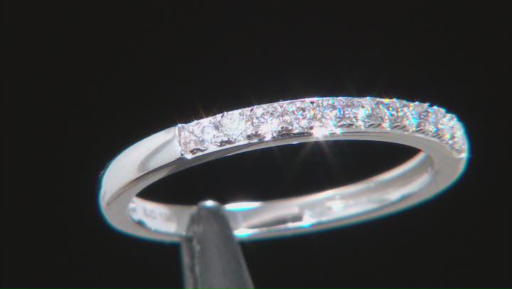 Moissanite Rhodium Over 10K white gold band ring .22ctw DEW Video Thumbnail