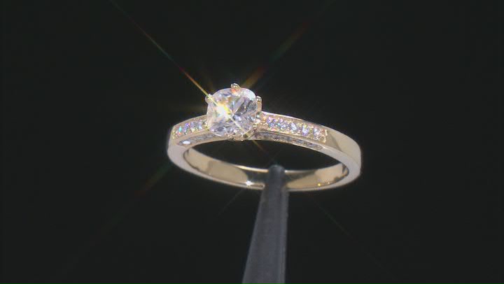 Moissanite 3k yellow gold engagement ring 1.10ctw DEW Video Thumbnail