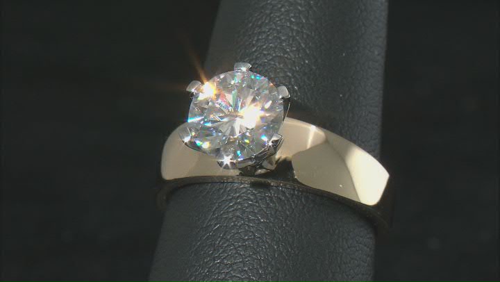 Moissanite 10k Yellow Gold Solitaire Ring 1.90ct DEW Video Thumbnail