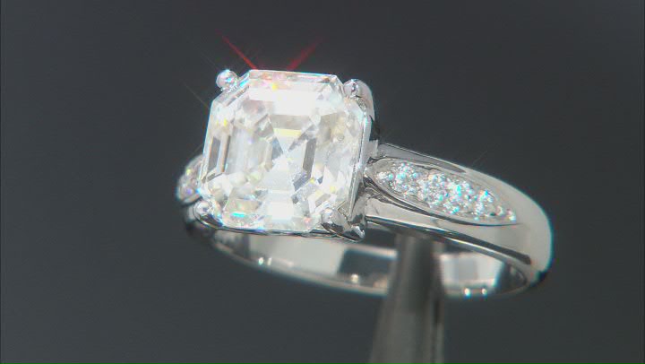 Moissanite 10k white gold ring 4.04ctw DEW Video Thumbnail