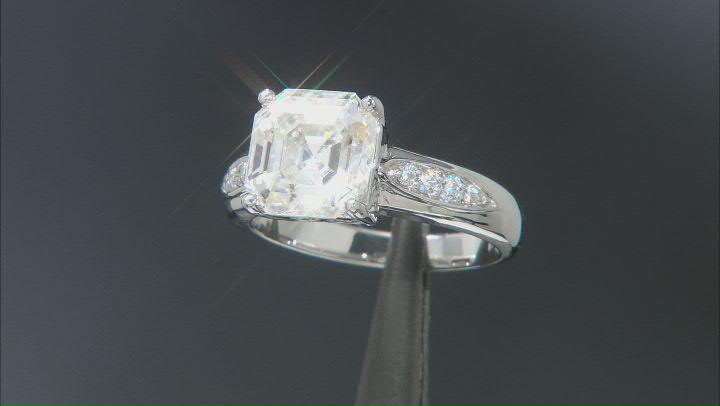 Moissanite 10k white gold ring 4.04ctw DEW Video Thumbnail