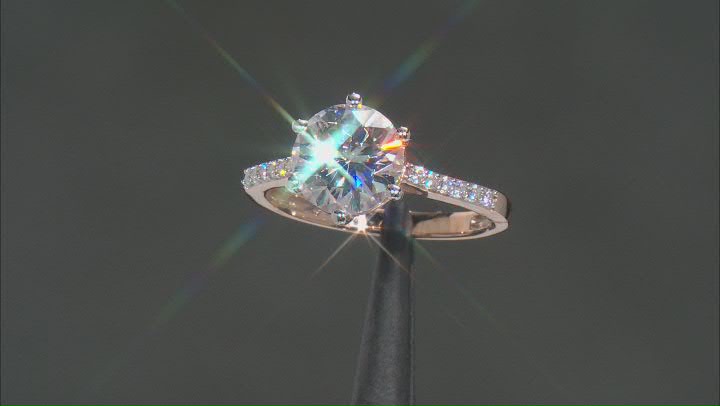 Moissanite 10k rose gold engagement ring 2.82ctw DEW Video Thumbnail
