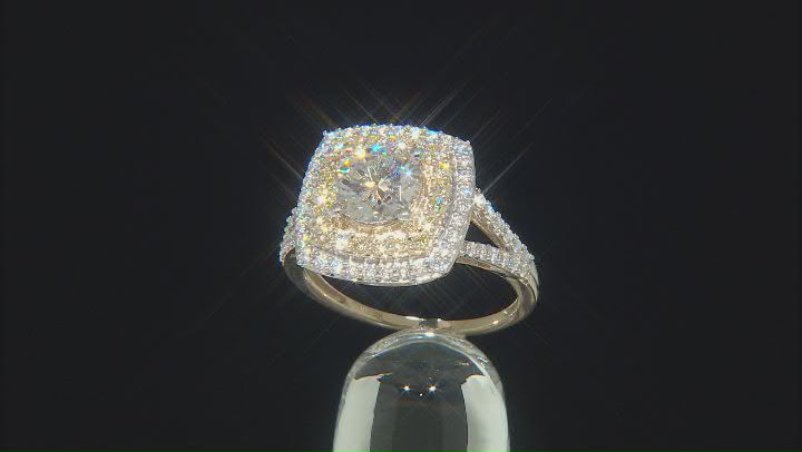 Moissanite and natural yellow diamond 10K yellow gold ring 2.84ctw DEW Video Thumbnail
