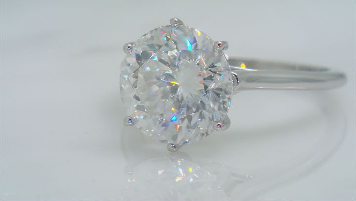 Moissanite Rhodium Over 14k White Gold Inferno Cut Ring 5.66ct DEW Video Thumbnail