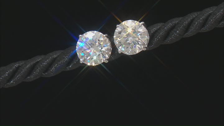 Moissanite 14k White Gold Stud Earrings 4.40ctw DEW. Video Thumbnail