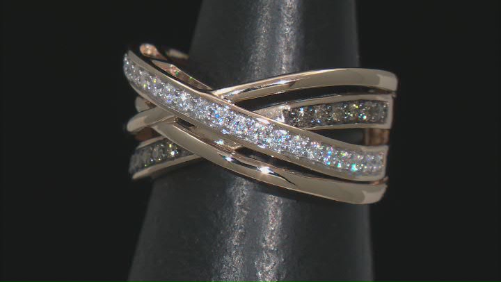 Moissanite And Champagne Diamond 10k Yellow Gold Crossover Ring .67ctw DEW Video Thumbnail