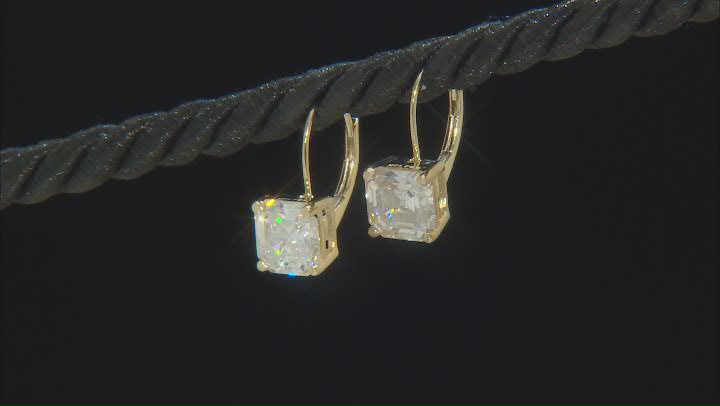 Moissanite 10k Yellow Gold Earrings 3.70ctw DEW. Video Thumbnail