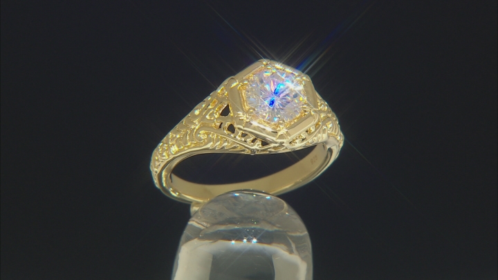 Moissanite 14k Yellow Gold Over Silver Ring 1.00ct DEW Video Thumbnail