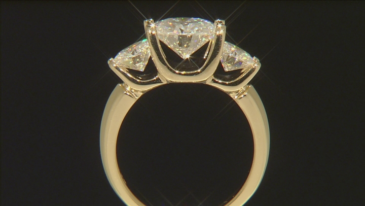 Moissanite 14k Yellow Gold Over Silver 3 Stone Ring 4.30ctw DEW Video Thumbnail