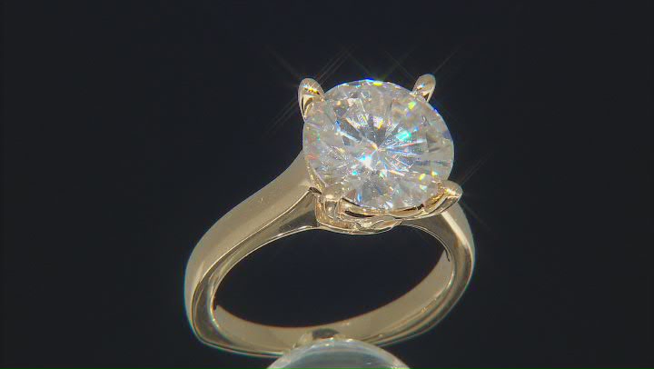 Moissanite 14k Yellow Gold Over Silver Ring 4.75ct DEW Video Thumbnail