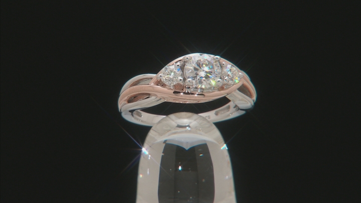 Moissanite Platineve And 14k Rose Gold Over Platineve Ring 1.12ctw DEW Video Thumbnail
