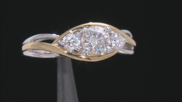 Moissanite Platineve And 14k Yellow Gold Over Platineve Ring 1.22ctw DEW Video Thumbnail