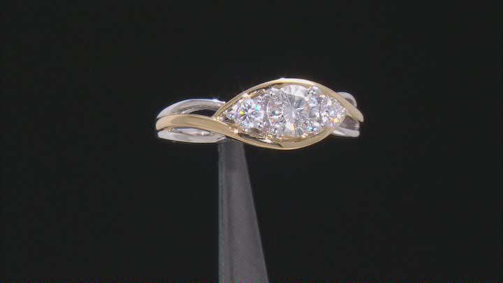 Moissanite Platineve And 14k Yellow Gold Over Platineve Ring 1.22ctw DEW Video Thumbnail