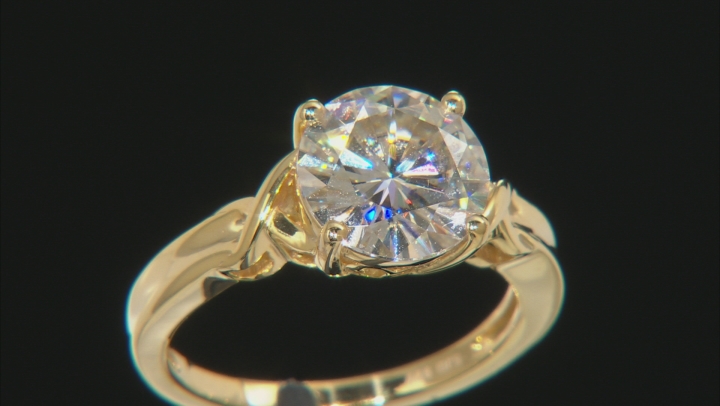 Moissanite Ring 14k Yellow Gold Over Silver 3.60ct Video Thumbnail