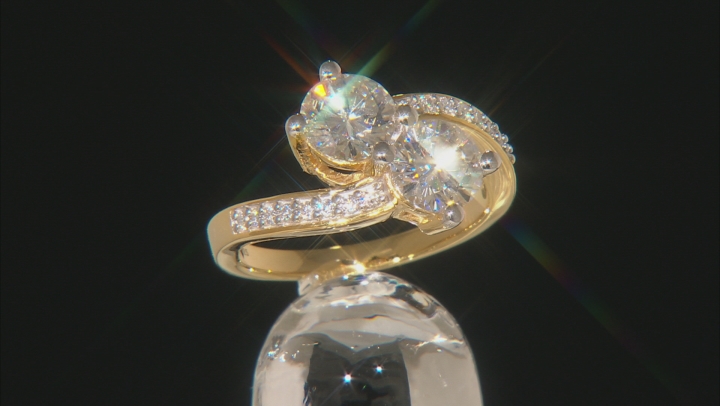 Moissanite Ring 14k Yellow Gold Over Silver 2.16ctw DEW Video Thumbnail
