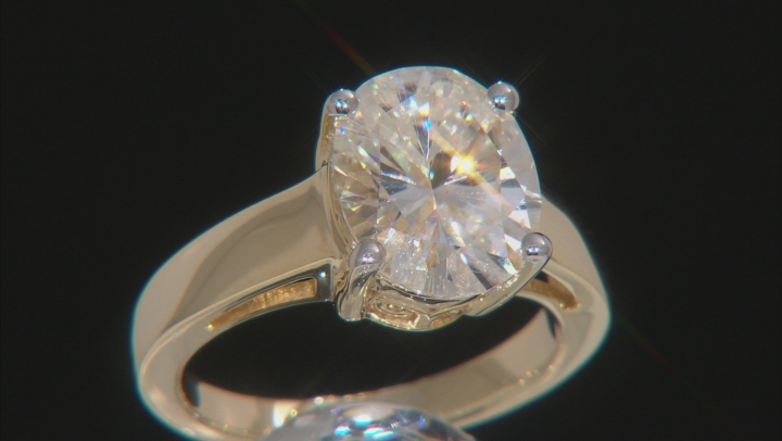 Moissanite Fire® 4.20ct DEW Oval 14k Yellow Gold Over Sterling Silver Ring Video Thumbnail
