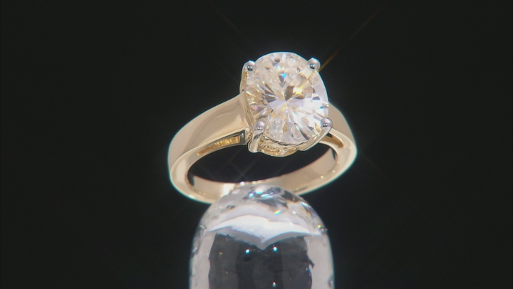 Moissanite Fire® 4.20ct DEW Oval 14k Yellow Gold Over Sterling Silver Ring Video Thumbnail