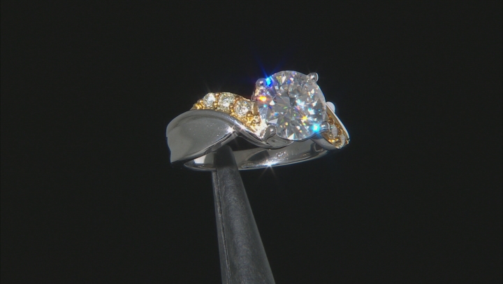 Moissanite And Yellow Diamond Ring Platineve™ Video Thumbnail