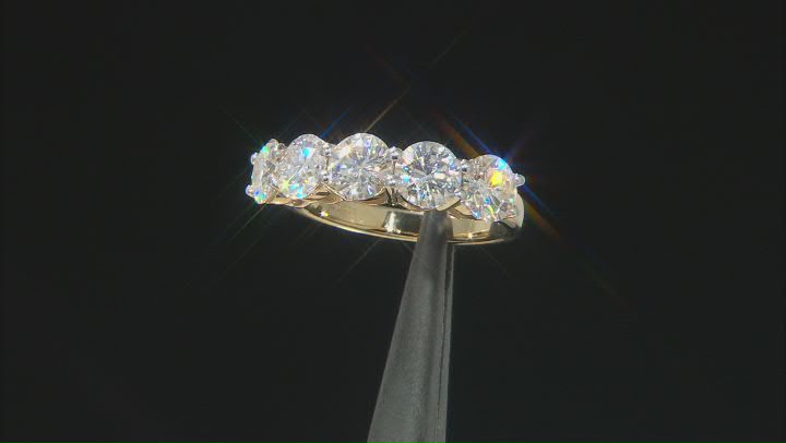 Moissanite 14k yellow gold over sterling silver ring 3.00ctw DEW Video Thumbnail