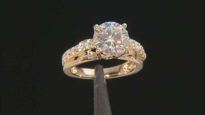 Moissanite 14k Yellow Gold Over Sterling Silver Ring 2.92ctw DEW Video Thumbnail