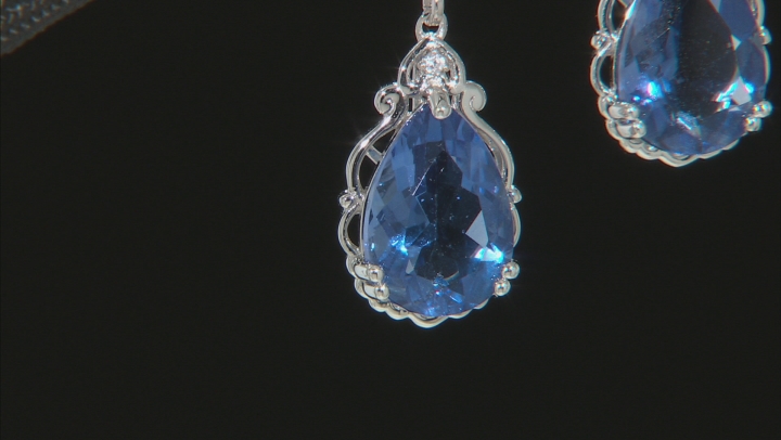 Blue Color Change Fluorite Rhodium Over Sterling Silver Dangle Earrings 8.52ctw Video Thumbnail