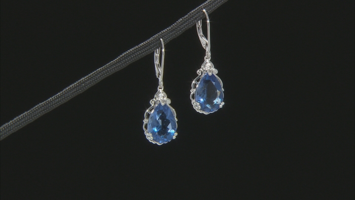 Blue Color Change Fluorite Rhodium Over Sterling Silver Dangle Earrings 8.52ctw Video Thumbnail