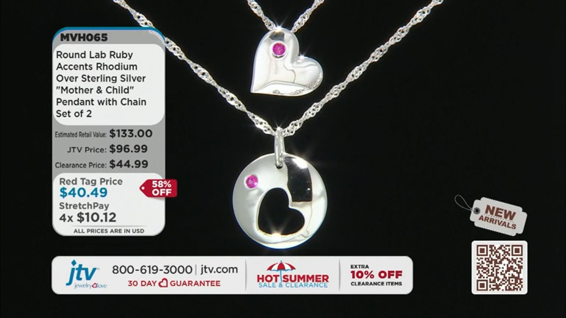 Red Lab Created Ruby Mother And Child Set Of 2 Rhodium Over Silver Pendant With Chain .03ctw Video Thumbnail