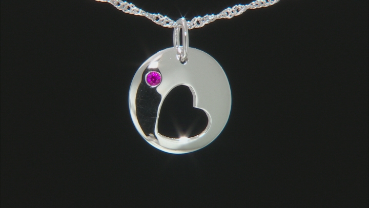 Red Lab Created Ruby Mother And Child Set Of 2 Rhodium Over Silver Pendant With Chain .03ctw Video Thumbnail