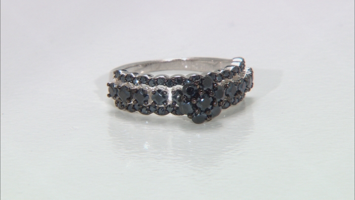 Black Spinel Rhodium Over Sterling Silver Set of 2 Rings 1.95ctw Video Thumbnail