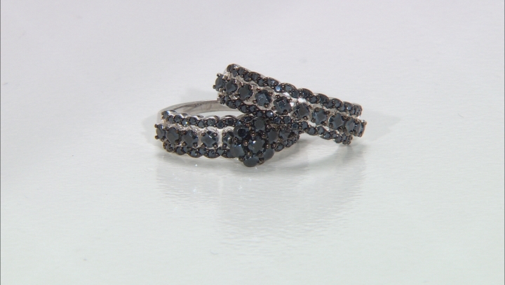 Black Spinel Rhodium Over Sterling Silver Set of 2 Rings 1.95ctw Video Thumbnail