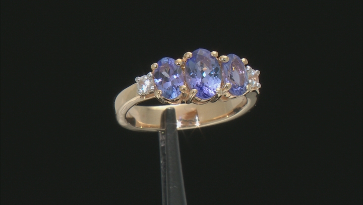 Blue Tanzanite 18K Yellow Gold Over Sterling Silver Ring 1.58ctw Video Thumbnail