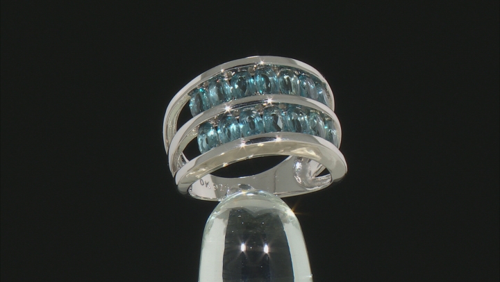 Blue Topaz Rhodium Over Sterling Silver Band Ring 3.00ctw Video Thumbnail