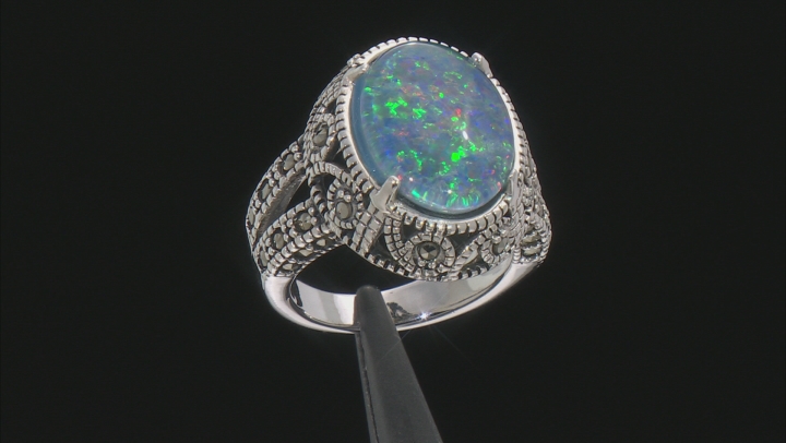Multi-color Opal Triplet Sterling Silver Ring Video Thumbnail