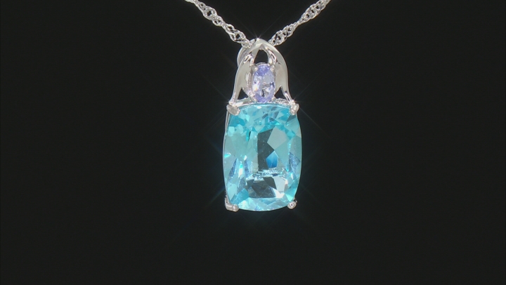 Blue Glacier Topaz Rhodium Over Sterling Silver Pendant With Chain 6.79ctw Video Thumbnail